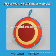 Hot sale simple design ceramic pot mat with rope